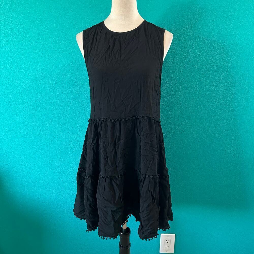 NWT FOR LOVE AND LEMONS Chica Tiered Pom Pom Trim Mini Dress Swing Size M